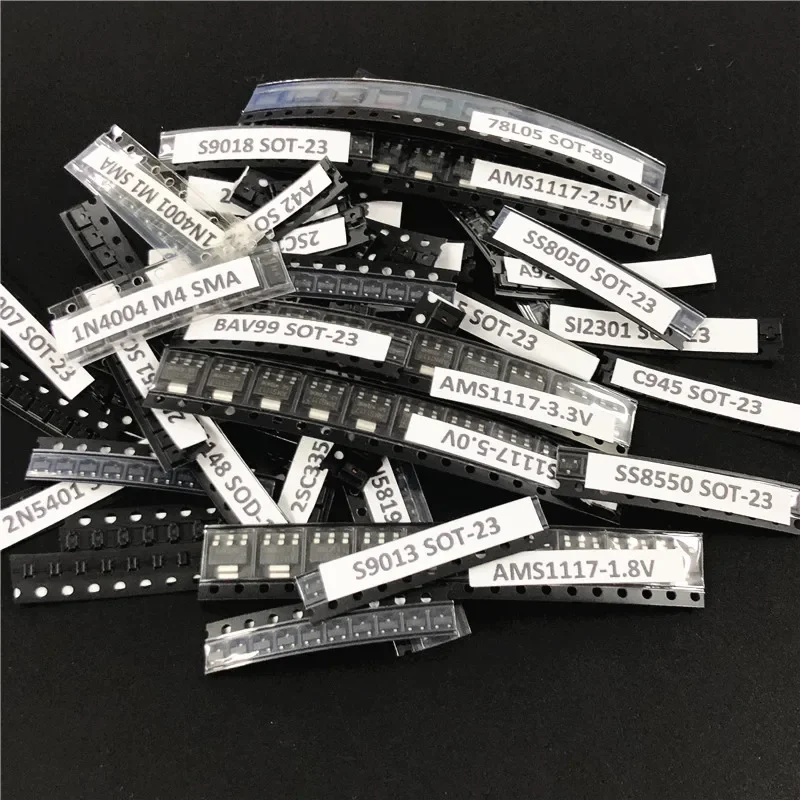 45 kinds of commonly used SMD Diode Transistor Voltage Regulator Total 450pcs mix Electronic component assorted Kit