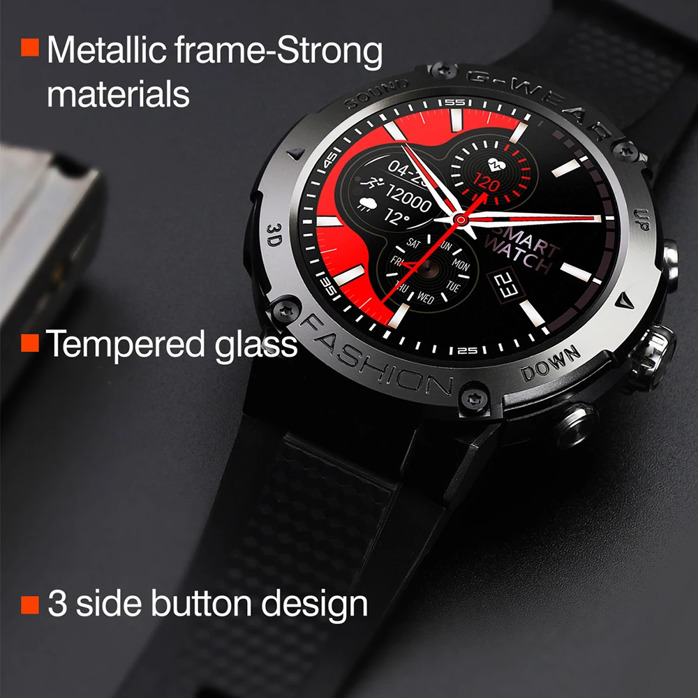 Reloj inteligente deportivo K28H para hombre, pulsera con llamadas BT, pantalla IPS 2022x696 HD, rastreador de Fitness, 1,32 mAH, música, para Xiaomi, 360, 360, 380