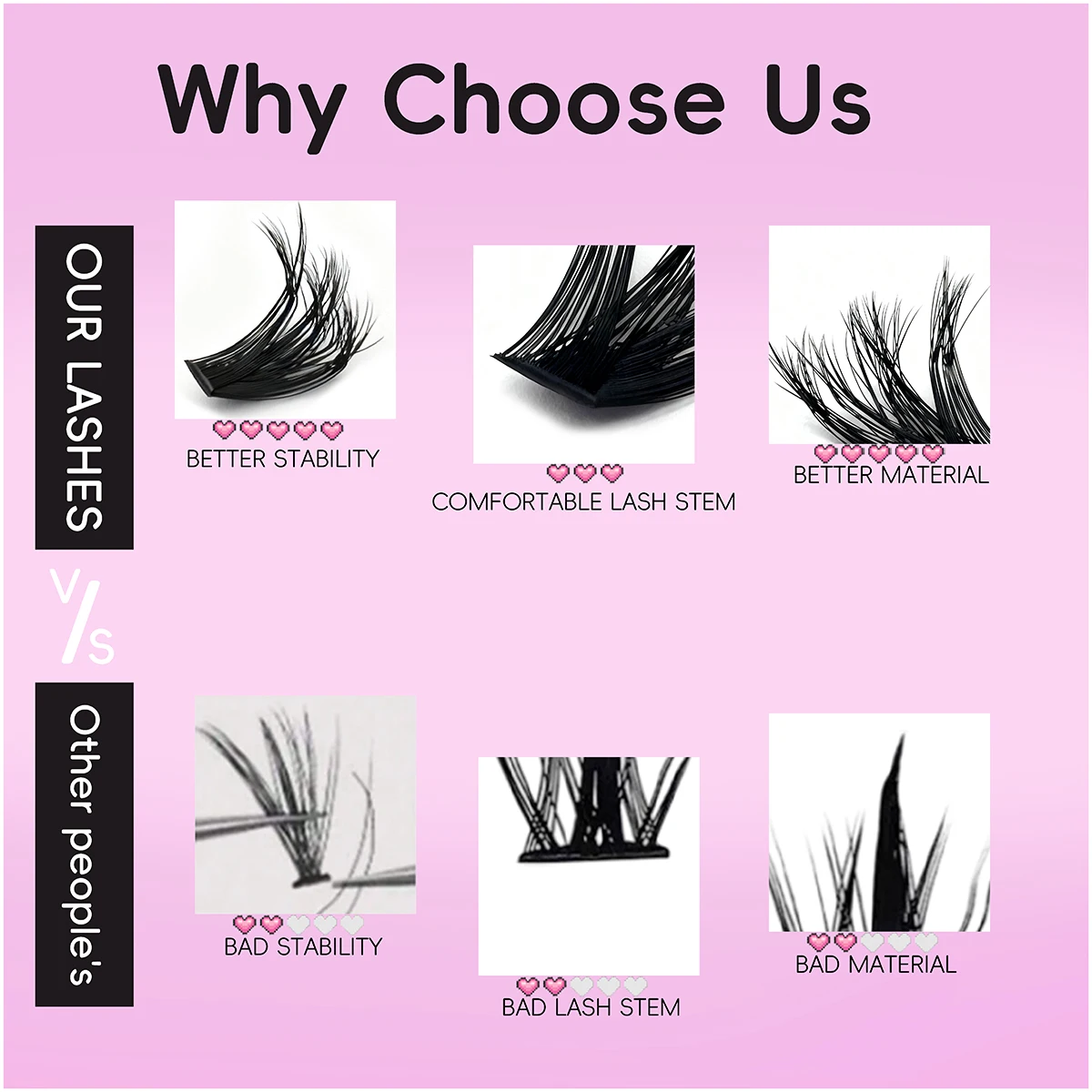 10列の200クラスターのメイクアップまつげ、40/50/60/80/100Dのつけまつげで拡張されたメイクアップまつげツール