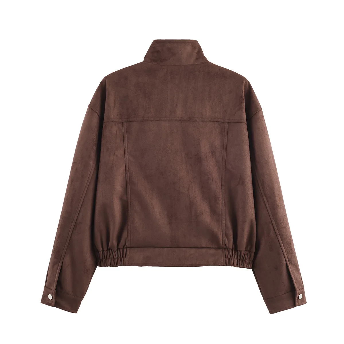 Women's Fashionable Casual Loose Pocket Decorated Suede Leather Jacket   DHVJ
