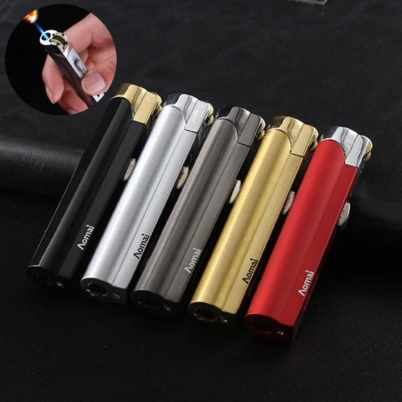 AOMAI Grinding Wheel Torch Lighter Metal Windproof Blue Jet Flame Cigarette Lighter Inflatable Gas Lighter Smoking Accessories