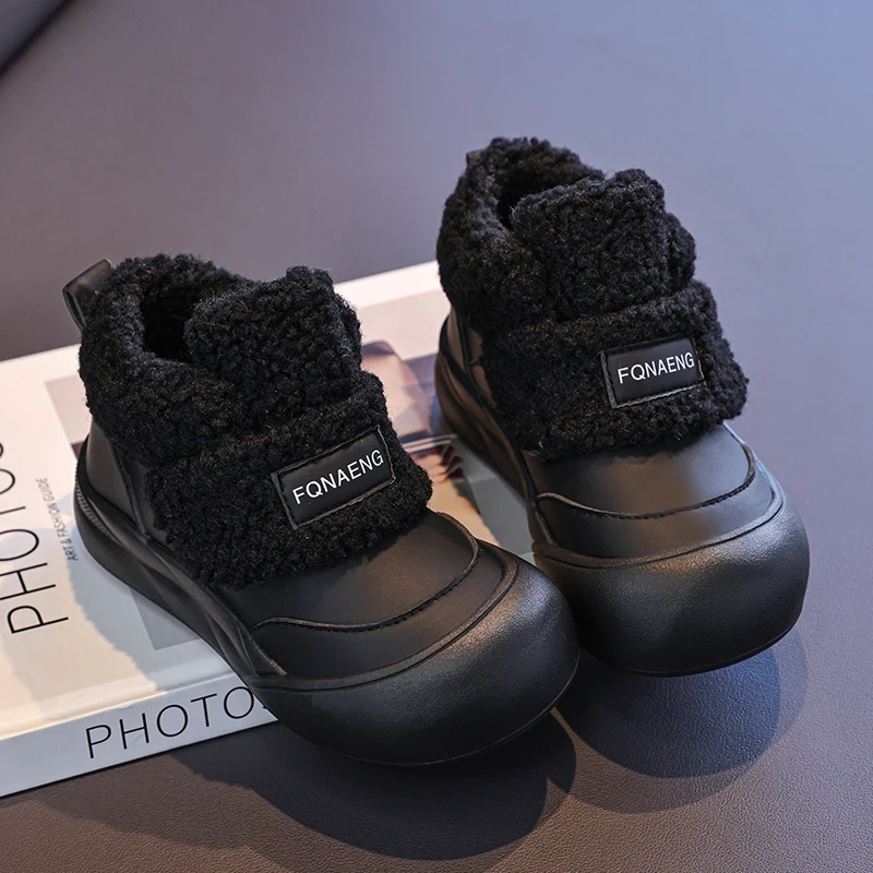 أحذية قطنية للفتيات لشتاء 2025 طراز جديد للأولاد من القطيفة عالية الجودة ونعل سميك دافئ أحذية ثلج من القطيفة بشريط فيلكرو #2