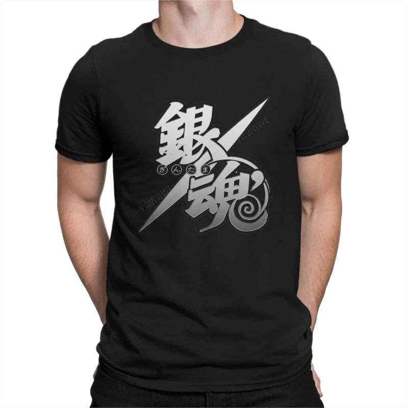 100% Cotton Tee Shirt Round Neck Short Sleeve T Shirts Summer Clothes Men Gintama Kagura Anime Fashion