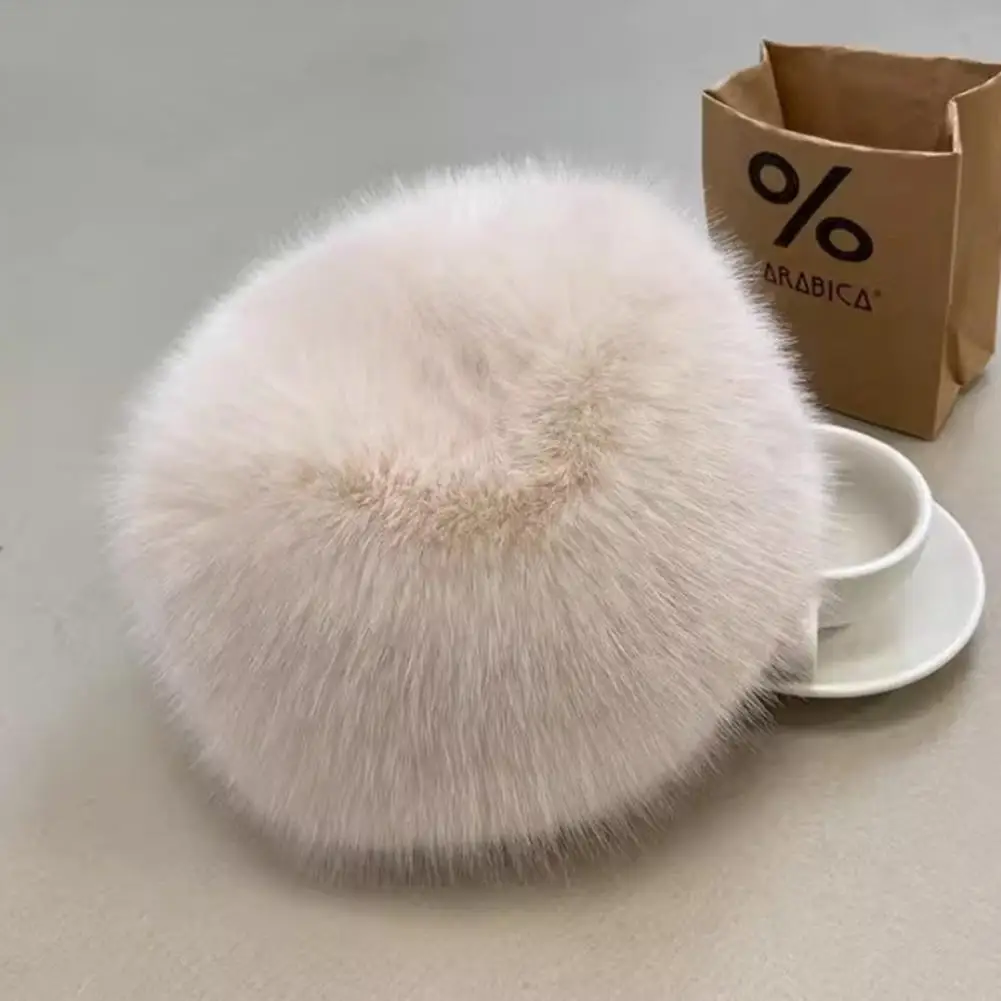 Cappello mongolo in peluche spesso e caldo per donna Berretto invernale a tesa larga con parte superiore piatta, copricapo alla moda a prova di freddo per l'inverno