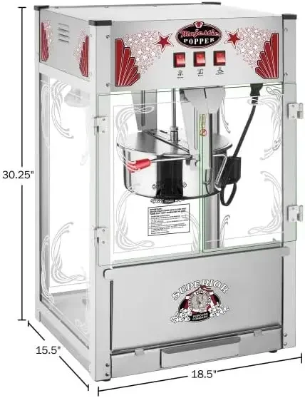 Majestueuze popcornmachine op aanrecht - extra grote popper in bioscoopstijl met 16oz waterkoker en warmingsdek van Superior Popcorn