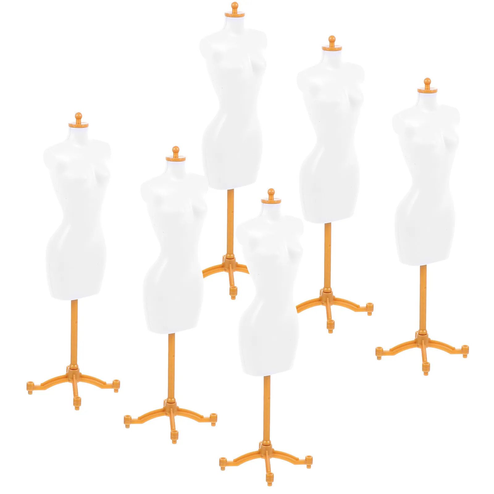

6Pcs Mini Clothes Mannequin Stands Plastic Dress Form Holders Small Mini House Accessories Display Rack Supports