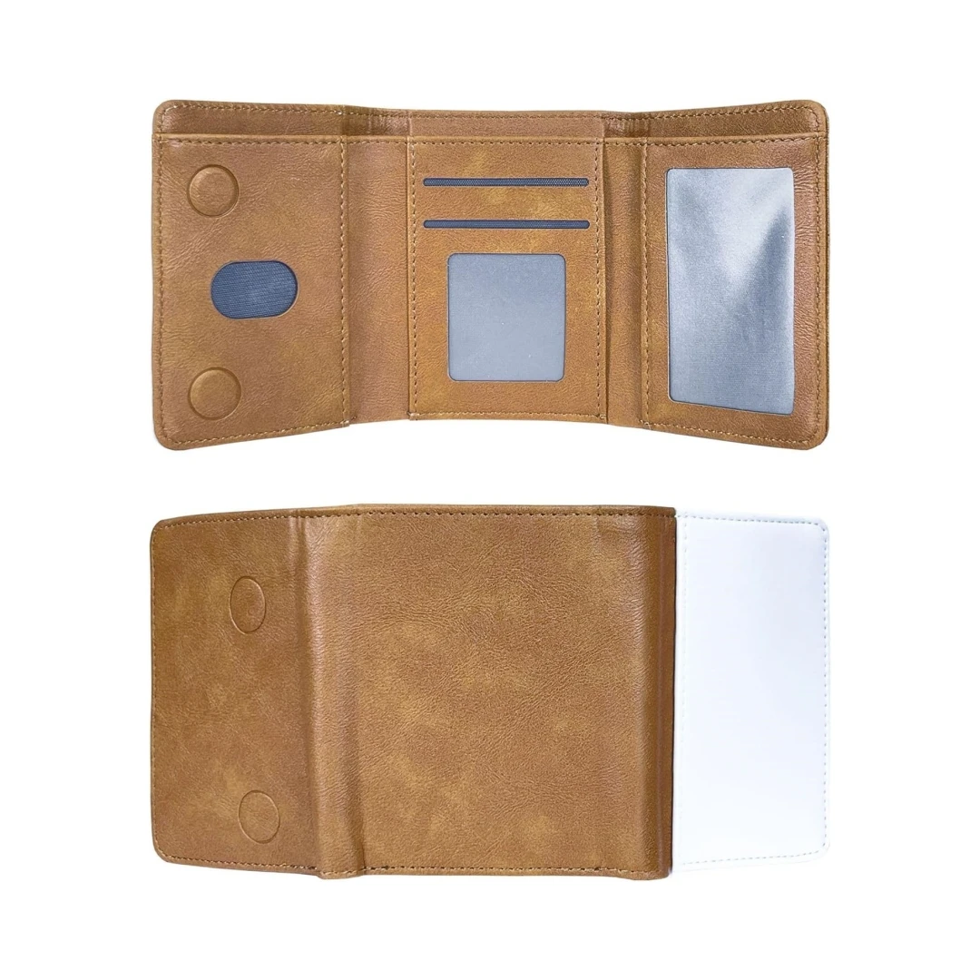 Paquete de 10 billeteras en blanco para sublimación para hombre, billetera triple de cuero PU fina y elegante con ventana de identificación, billeteras para impresión por transferencia de calor Diy