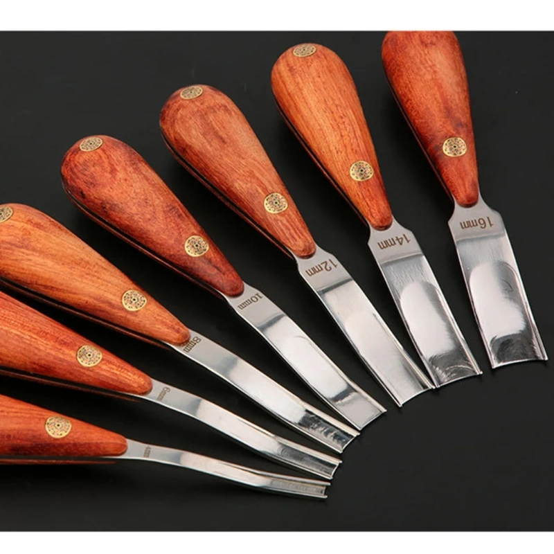 Wooden Handle Leathercraft Edges Beveler Wide Mouth Leathercraft Shovel Thin Knife Leathercraft Edges Trimming Tools image 3