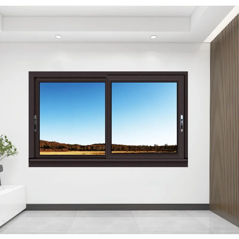 Fuson Tempered Glass Vertical Sliding Thermal-Break Aluminum Black Windows Single Or Double Hung Window With Grill Design