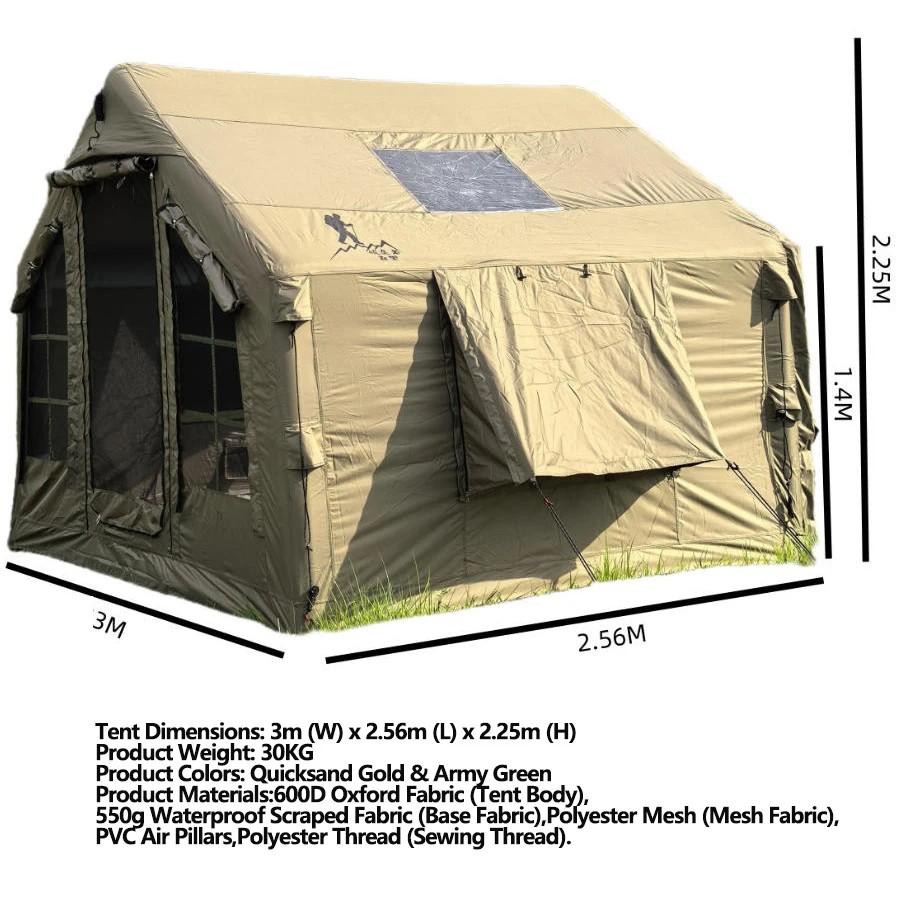 No Assembly Required Flysheet Rainproof Windproof Easy To Set Up Marquee 7.7m² Inflatable Tent for Camping  Home Use and Travel