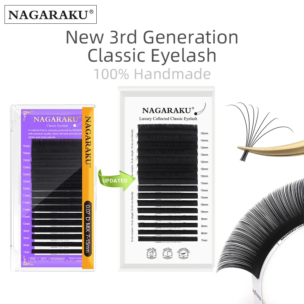 NAGARAKU Luxury Collected Classic Eyelash Extension 16rows Individual Denso Matte Black Professional Soft Natural