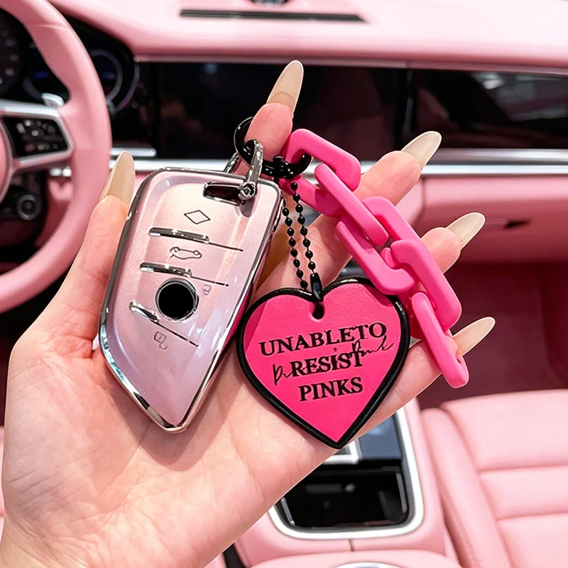 Fashion Pink for BMW 1 3 5 7 Series X1 X3 G01 X4 G02 X5 F15 F16 M3 M4 F30 F31 F32 F34 F20 F21 F07 F10 G30 Remote Car Key Case