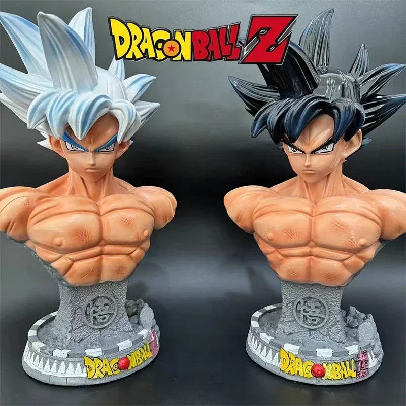 45cm Large Dragon Ball Z Figure Son Goku Bust Action Figurine Black White Hair Model Collection Resin Statue Doll Toy Ornament