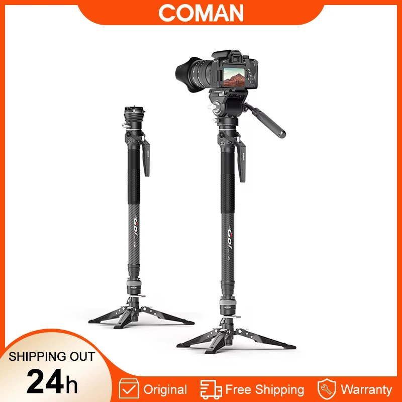 

Подъемный монопод COMAN серии M1 на один клик, дорожный штатив из углеродного волокна с быстросъемной пластиной для подставки-держателя камеры DSLR