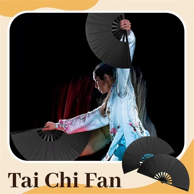 3/6/9Pcs Vintage Black Chinese Style Folding Fans Kung Fu Fan Wedding Party DIY Solid Color Pocket Hand Craft Dance Fan