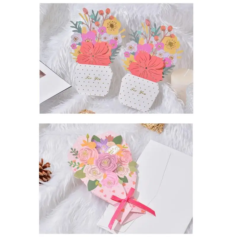 Flower Greeting Cards Anniversary Floral Card With Envelope Party Favors Seasonal Greeting Cards For Mother's Day Teacher's Day