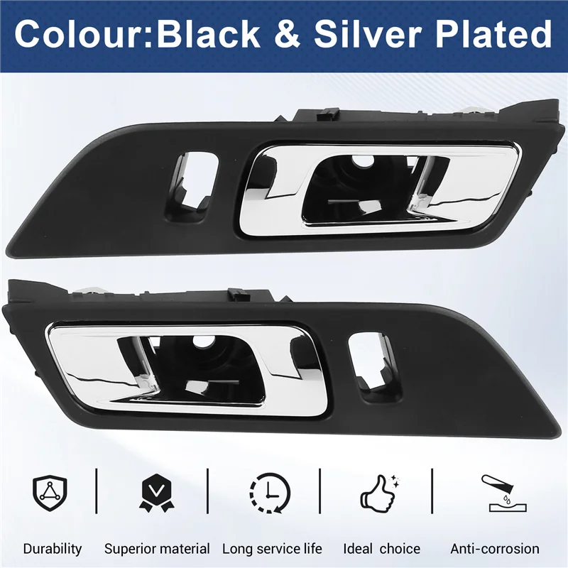 

A60E-1Pair Inside Door Handle Chrome FR3Z-6322601-AC FR3Z-6322600-AC For Ford Mustang 2015-2018 FR3Z6322601AA FR3Z6322600AA