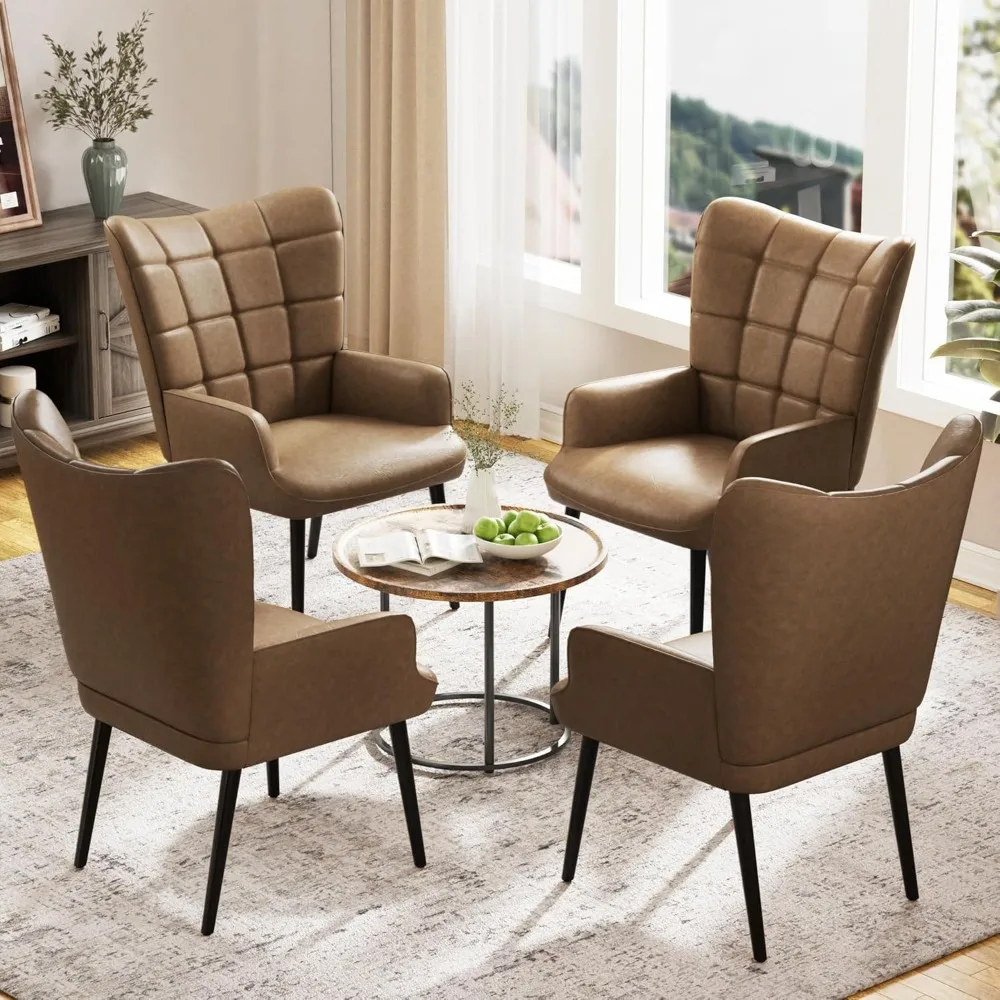 

Cafe Chairs, Modern Chair Set of 2 or 4,Comfy Leather Chair with Sturdy Frame, Living Room Chair Armchair Bedroom Office Study