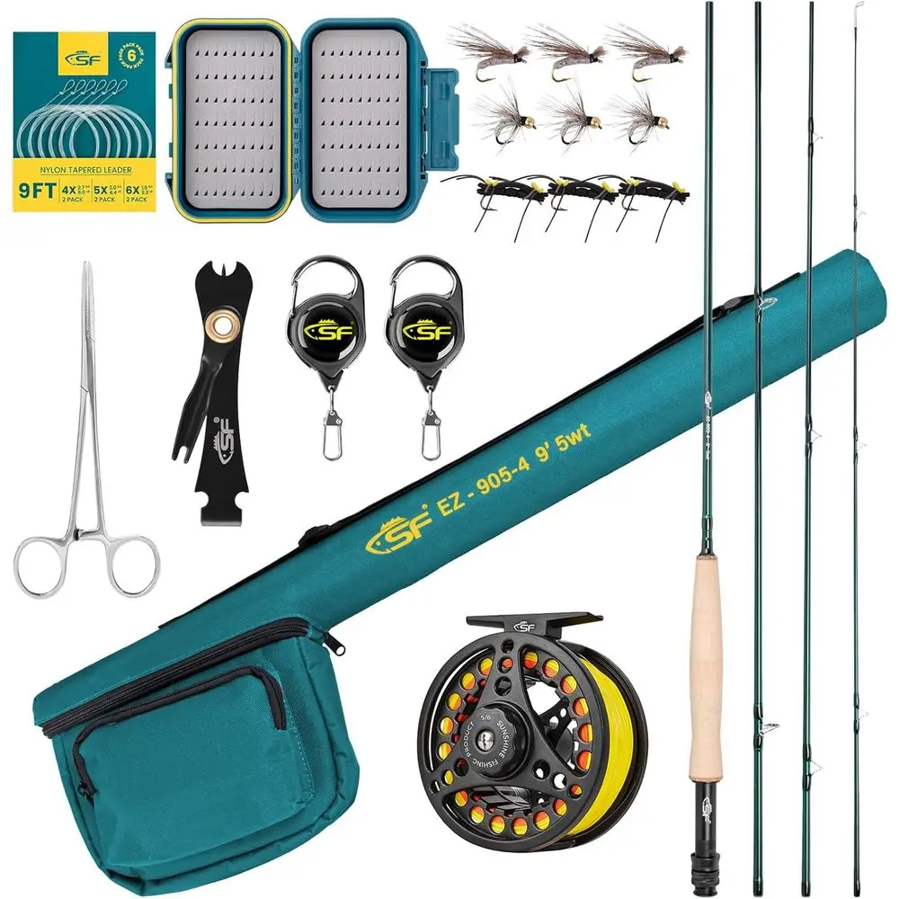 

24T Carbon Fiber Trout Travel Rod Kit with Case, Box, Flies, Leader, Knot Tools