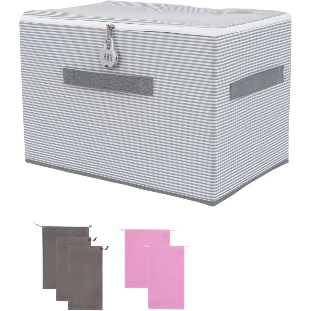 

Lockable adult game toy storage cabinet, toy storage box, men's and women's game toy storage bags, with 5 drawstring pockets