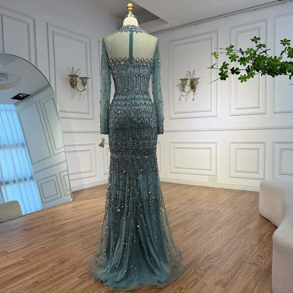 Luxury Arabic Turquoise Beaded Mermaid Evening Dress Long Sleeve Elegant  Gown for Women Serene Hill 2026 CLA72714C Customized - AliExpress 320