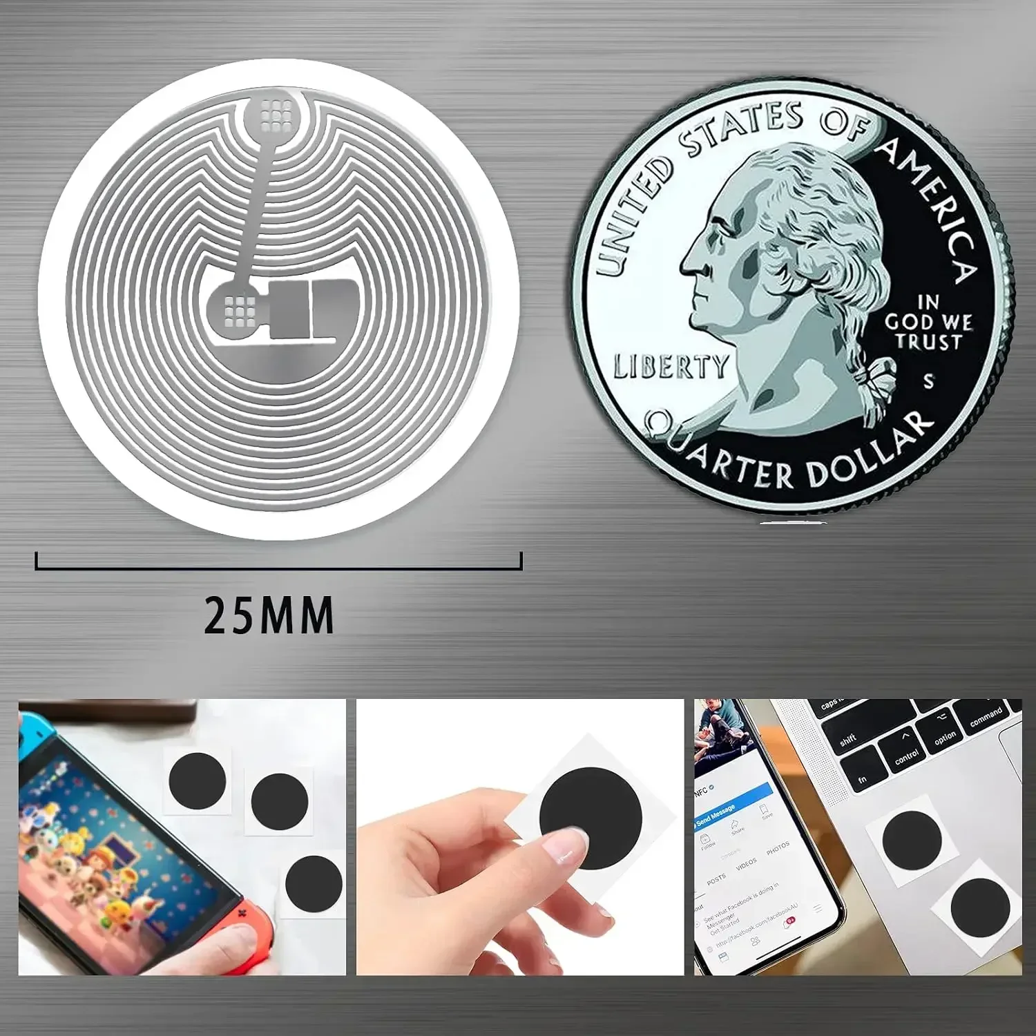 Rectangle NTAG215 NFC Tags Stickers, Rewritable NFC Paper Labels Self-adhesive RFID Sticker Compatible With NFC-Enabled phones