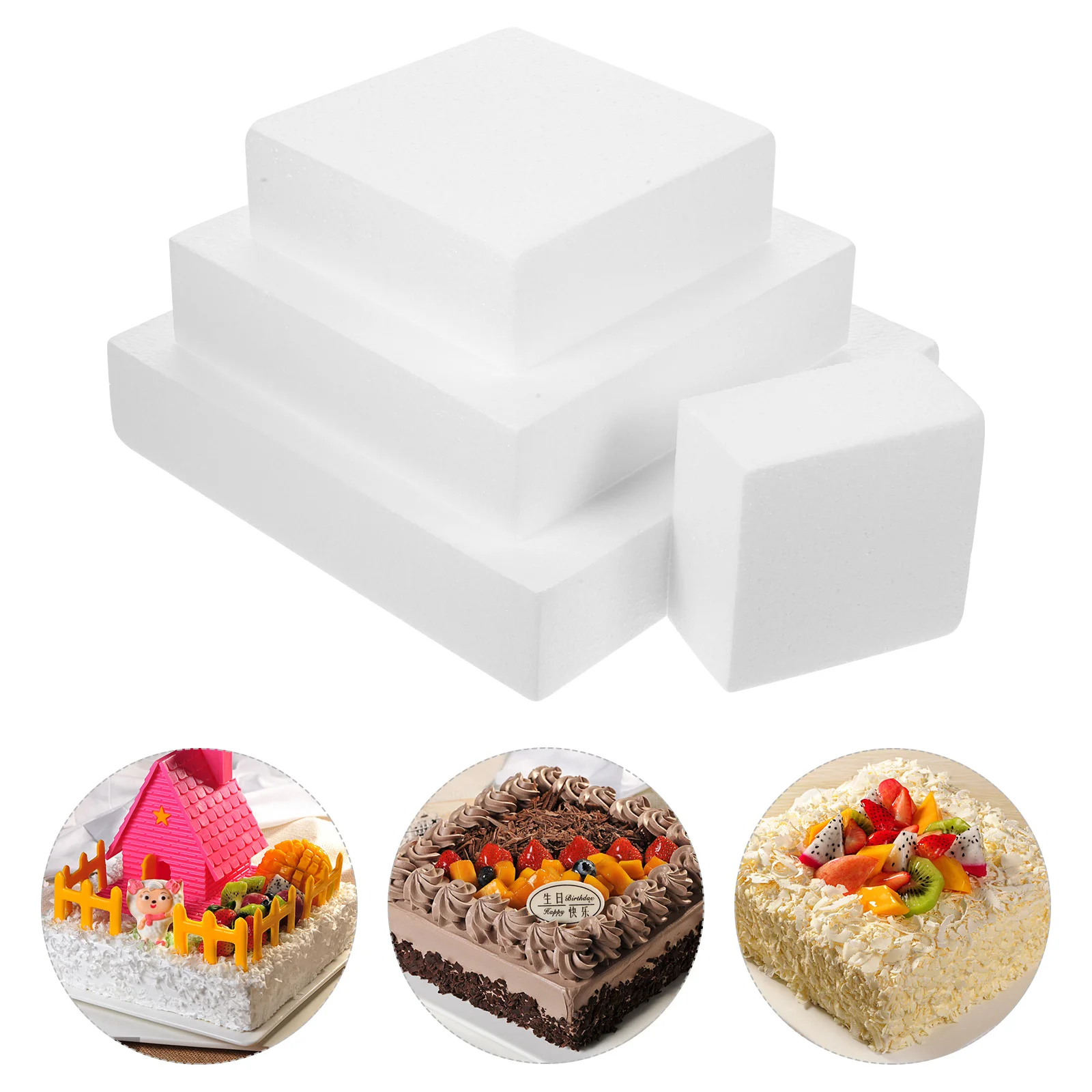 4 Pcs Foam Block Cake Mold Baby Boards for Decorating Square Practicing Model