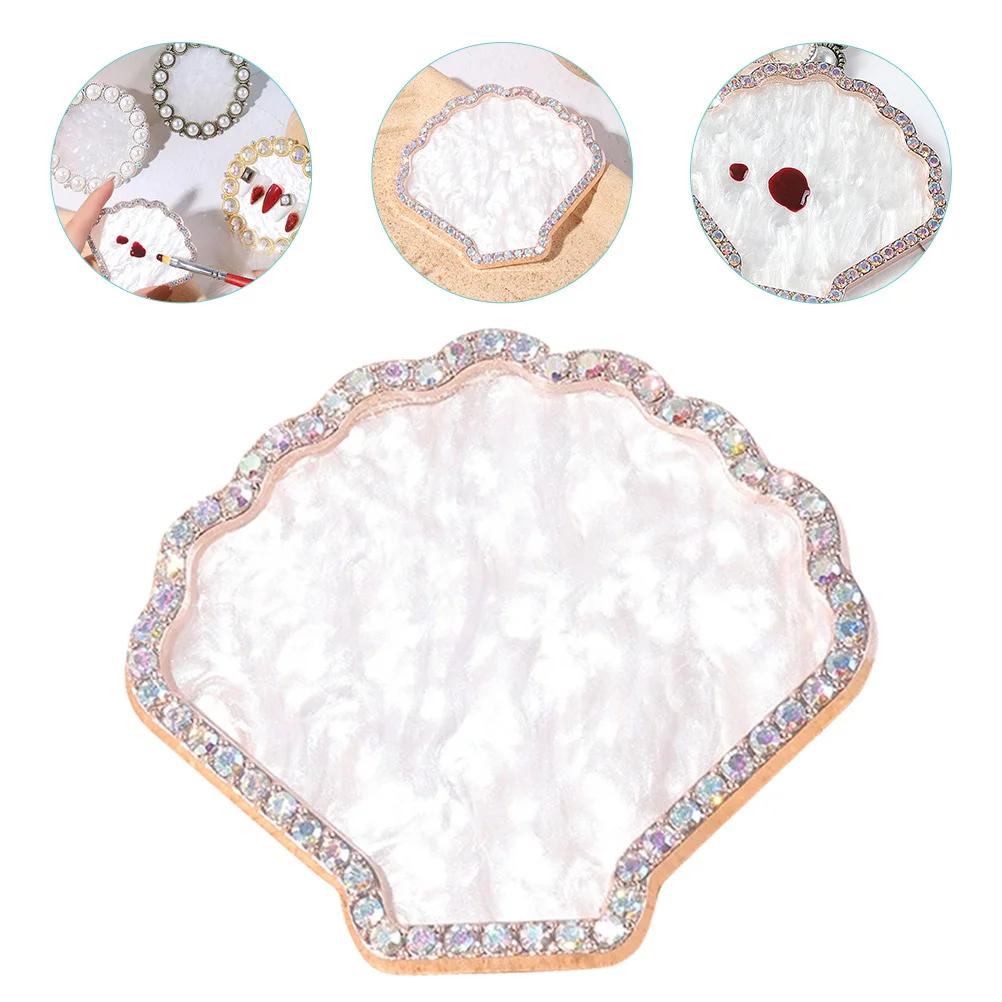 

Resin Nail Art Pallet 20x15cm Bright Rhinestones Decor Mixing Color Tray for Professional Salon Nail Display Stand Jewelry