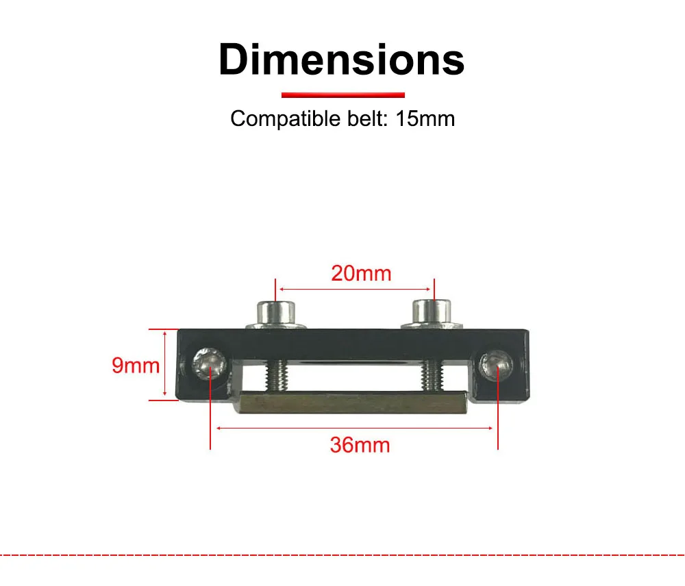 HUNST Riemenverschluss für offenes Zahnriemen-Getriebe mit einer Breite von 15 mm/20 mm für X/Y-Achsen-Hardware-Werkzeug, mechanische Teile – Detail 2