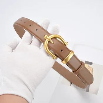 Cinturón de cuero de vaca para mujer, moda informal, abrigo de diseñador de lujo, decoración de camisa, cinturón Retro gótico para mujer