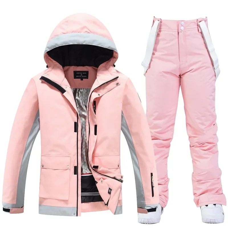 Winter Jacket Snow Trousers Women High Quality Hooded Trend Ski Wear Thicken Warm Waterproof Ski Equipment Ski Suit Women