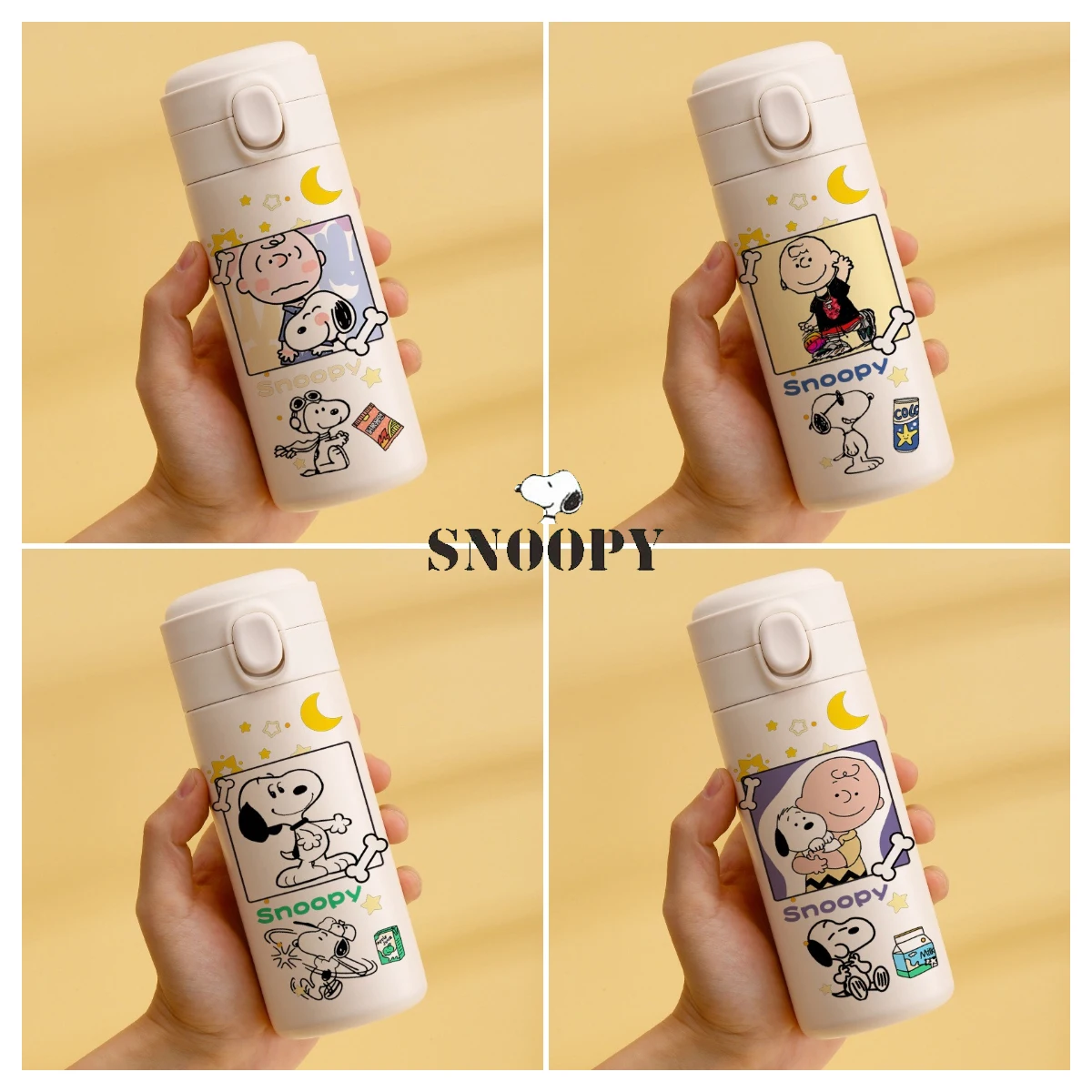 Cartoon Snoopy Thermos Cup Coffee Tea Mug Water Bottle Stainless Steel Vacuum Insulated Metal Thermo Outdoor Sports Water Bottle