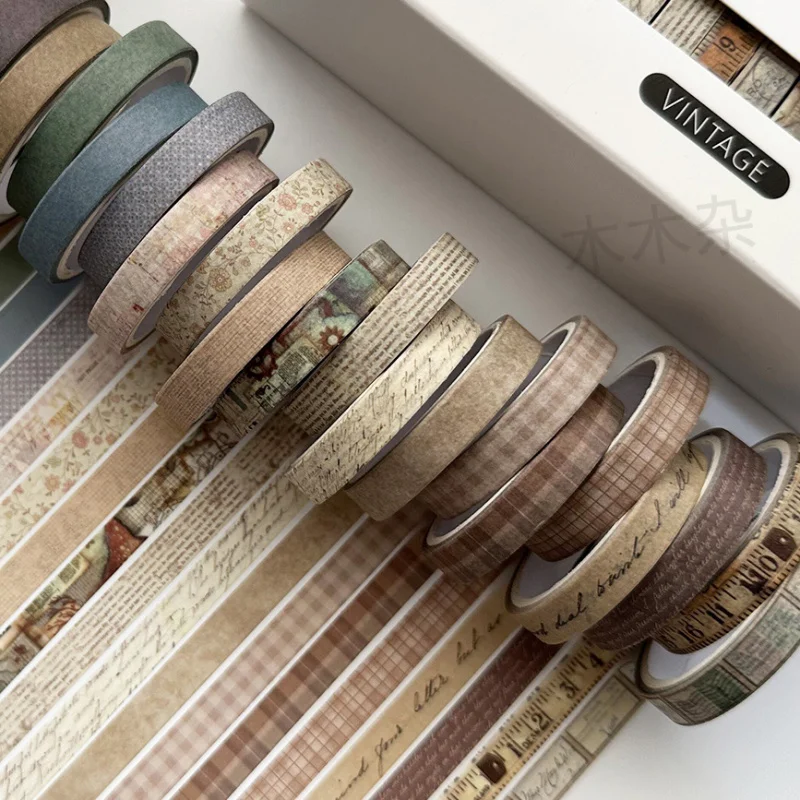 custom.[Hot Sale] Vintage Washi Tape Ultra-Thin Divider Line and Paper Tape Pull Strip Journal Tape European Style Journal Mater