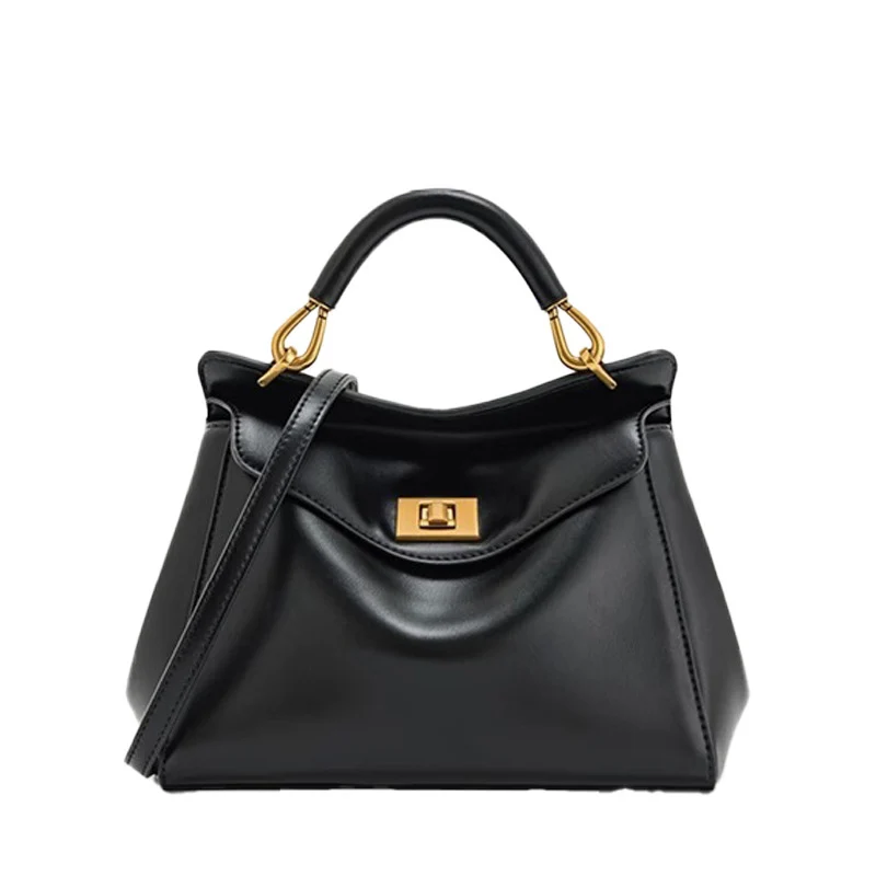

2025 women's leather buckle handbag, Saint Lucia lock shoulder crossbody bag, light luxury single shoulder crossbody bag
