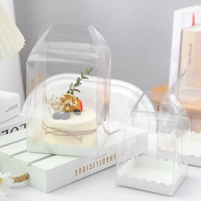 Clear Disposable Portable Cake Box Baked Goods Packaging Box for Dessert Craft Candles & Stickers 3/4/5/6 Inch