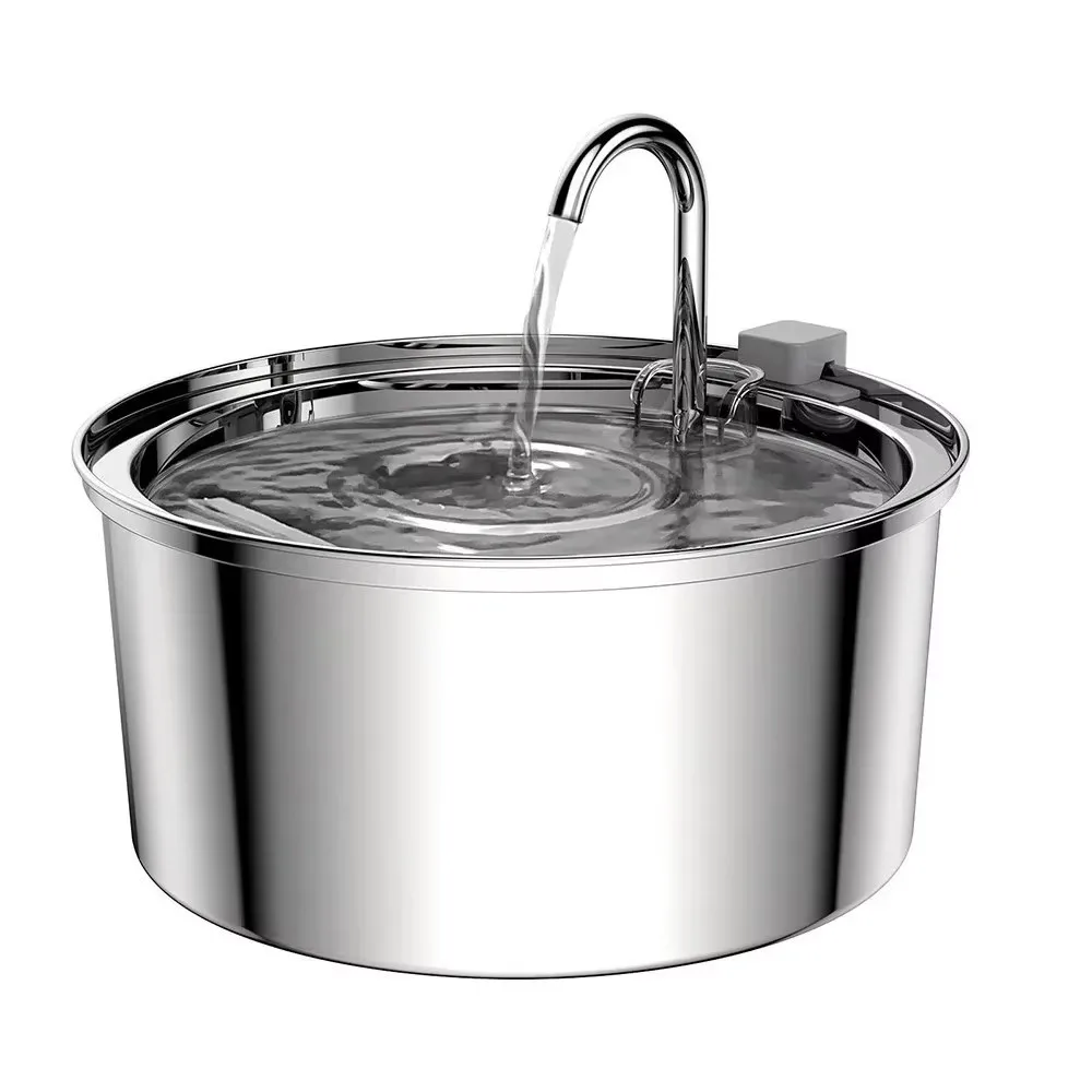 3.2L pet water dispenser stainless steel cat water dispenser dog automatic water circulation round filter