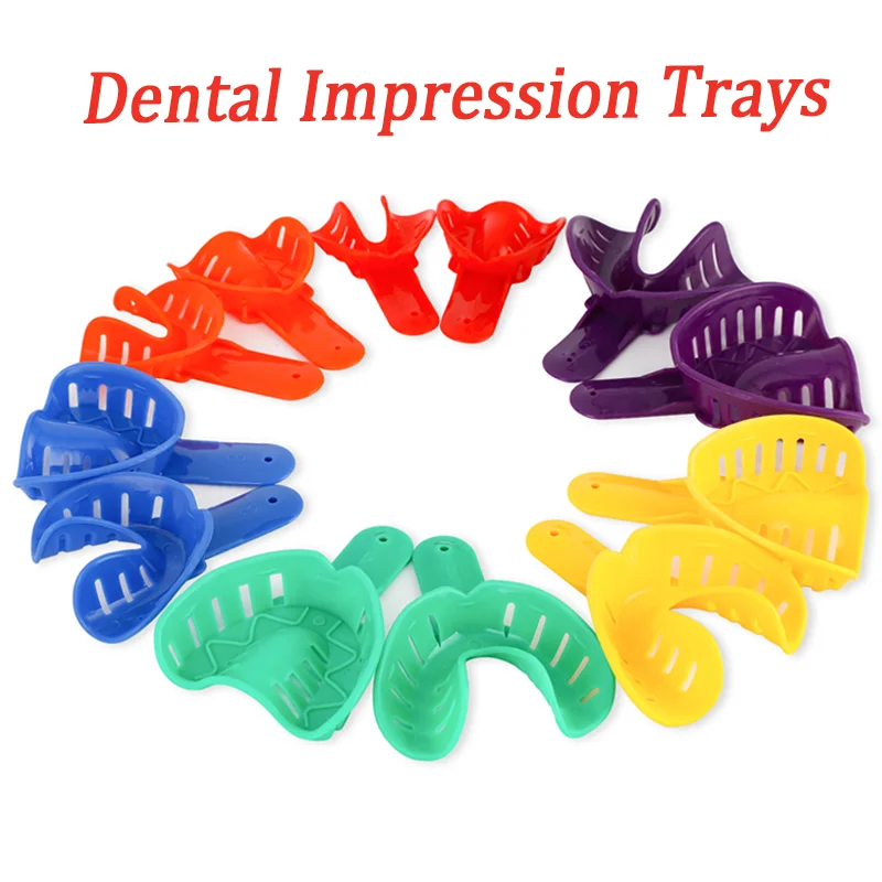 12 ชิ้น/เซ็ตทันตกรรมถาด Impression ถาดพลาสติกฟันชุดเต็มปากฟันแม่พิมพ์ทันตกรรม Implant เครื่องมือเด็กและผู้ใหญ่