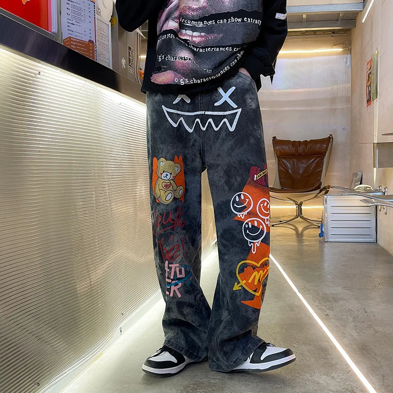 Jean Baggy Homme/femme Style Y2K Hip Hop - Coupe Droite Ample, Stretch, Effet Délavé, Streetwear