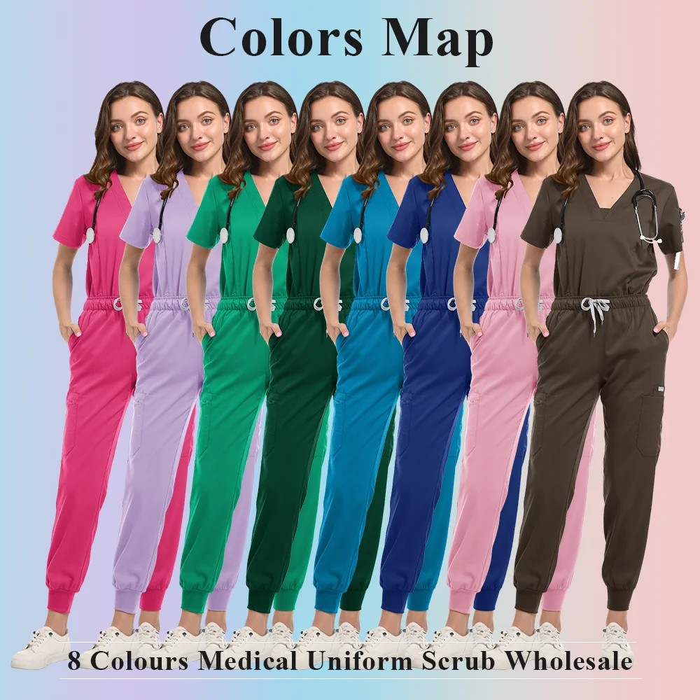 Venta al por mayor, uniforme médico para quirófano, conjunto de gomas de trabajo para Hospital, suministros médicos, traje de cirugía Dental para enfermera, ropa de trabajo