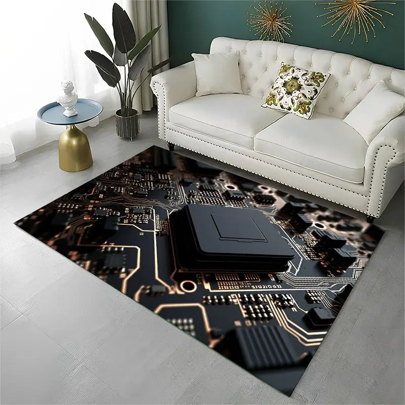 Retro Circuit Board Chip PCB Large Area Rug Non-slip Durable Carpet for Bedroom Living Room Sofa Doormat Home Decor Floor Mat
