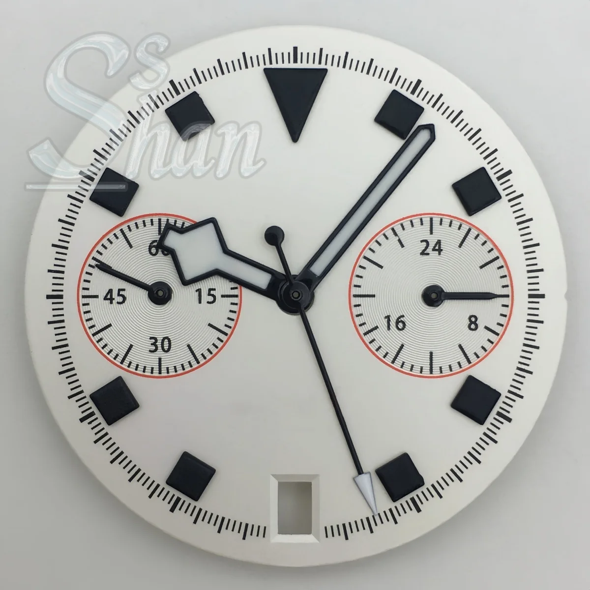 Циферблат часов VH64 диаметром 30 мм с зелеными люминесцентными стрелками C3 подходит для кварцевого механизма VK64 с датой на 6 часов.