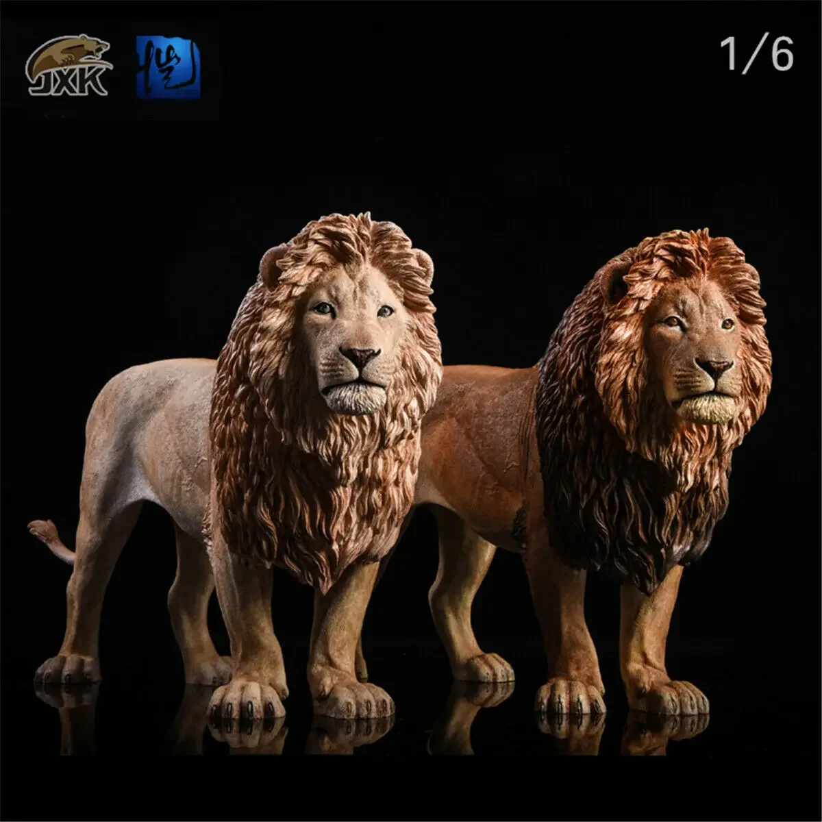 JXK 1/6 Lion Figure Panthera leo King Simulation Wild Animal Model Collector GK Toy Ornaments Decoration Education Gifts