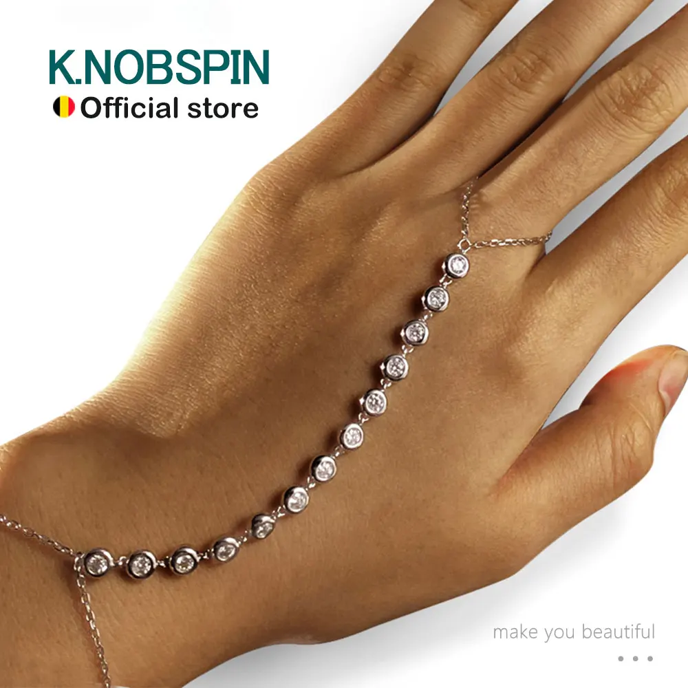 

KNOBSPIN 3mm Moissanite Bracelets for Women Girls 15-20cm Adjustable Chain 925 Sterling Silver Plated 18k Dainty Bubble Bracelet