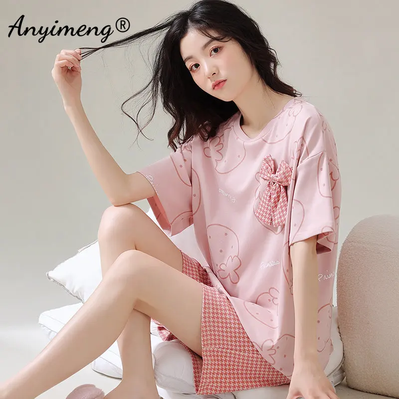 Women Pajamas 100% Cotton High Quality Sleepwear Fashion Pijamas Chic Nightwear Leisure Home Clothing Summer Pjs for Woman