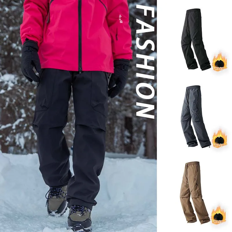 

Men's 3 in 1 Down Climbing Trousers Waterproof Windproof Cargo Pants Outdoor Camping Running Ski Trouses Removable Liner Pants