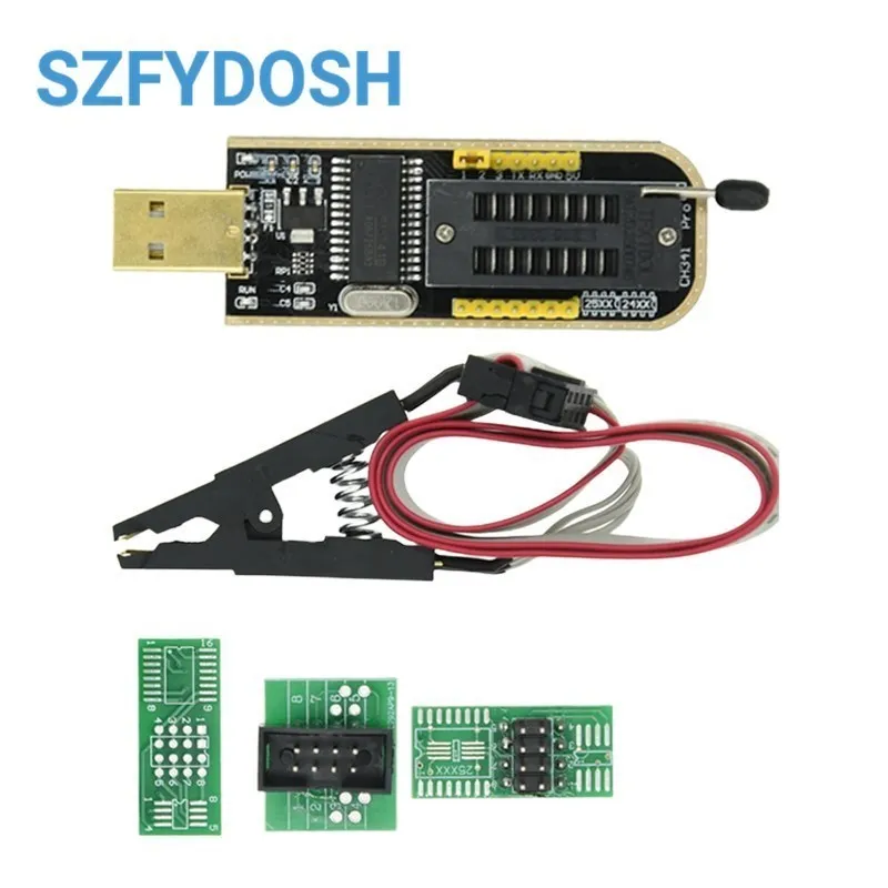 CH341A 24 25 Series EEPROM Flash BIOS USB Programmer Module + SOIC8 SOP8 Test Clip For EEPROM 93CXX / 25CXX / 24CXX