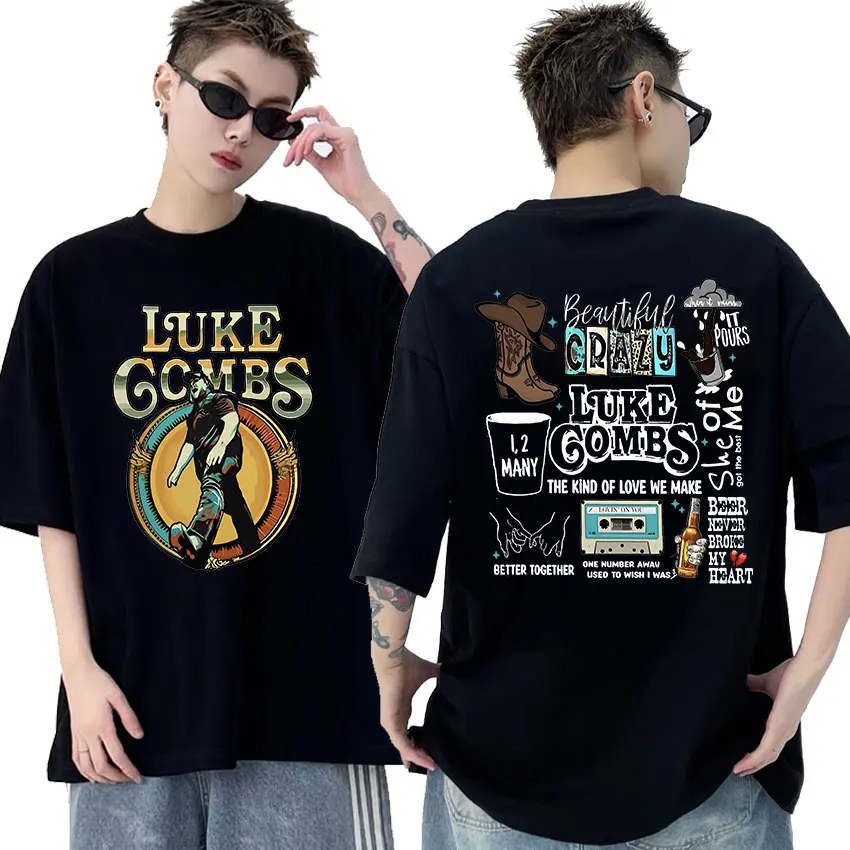 Luke Combs Growing Up and Getting Old 2024 Tour T Shirts Men's Hip Hop Retro Fashion Oversized Cotton T-shirt Unisex Streetwear