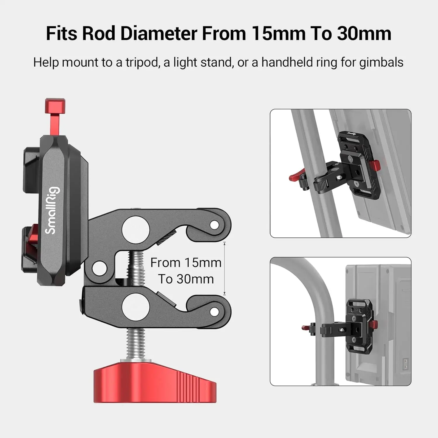 لوحة بطارية SmallRig Mini V-Lock V Mount مع مشبك على شكل سرطان البحر لحامل ضوء ثلاثي القوائم لإمداد طاقة الكاميرا