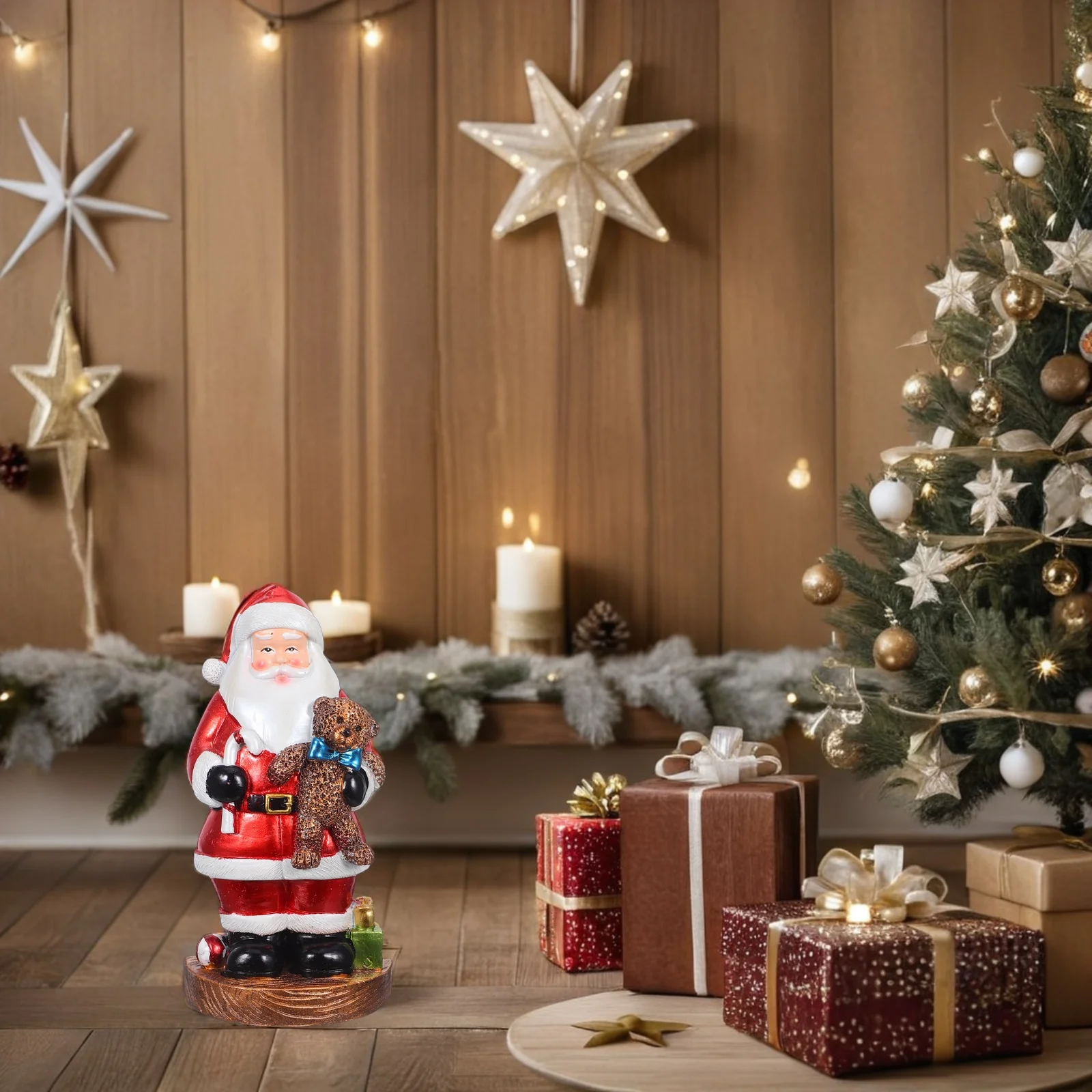

Santa Claus Ornament Mantel Decor Resin Statue Standing Figure Dining Table Outdoor Unique Figurines
