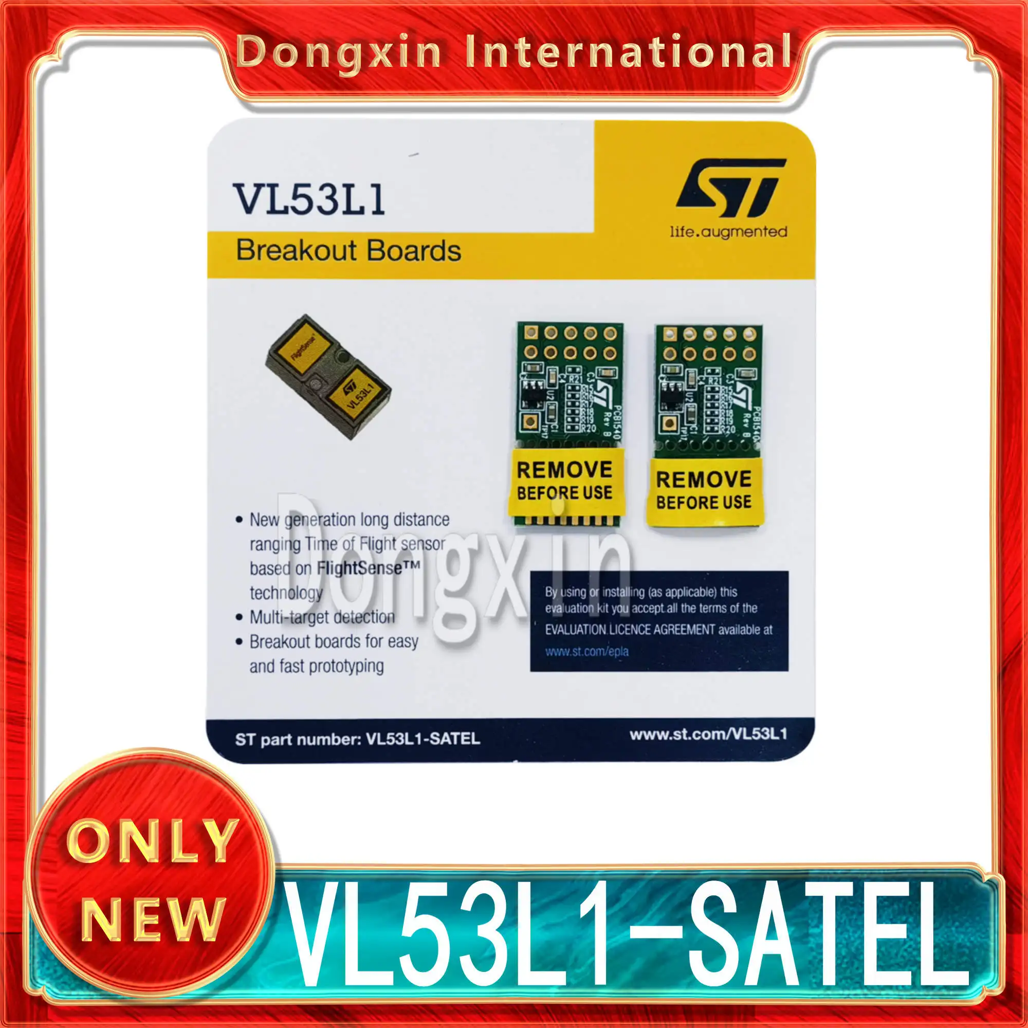 VL53L1-SATEL VL53L1CB time-of-flight Distance Sensor Extension Board, multi-target detection FOV